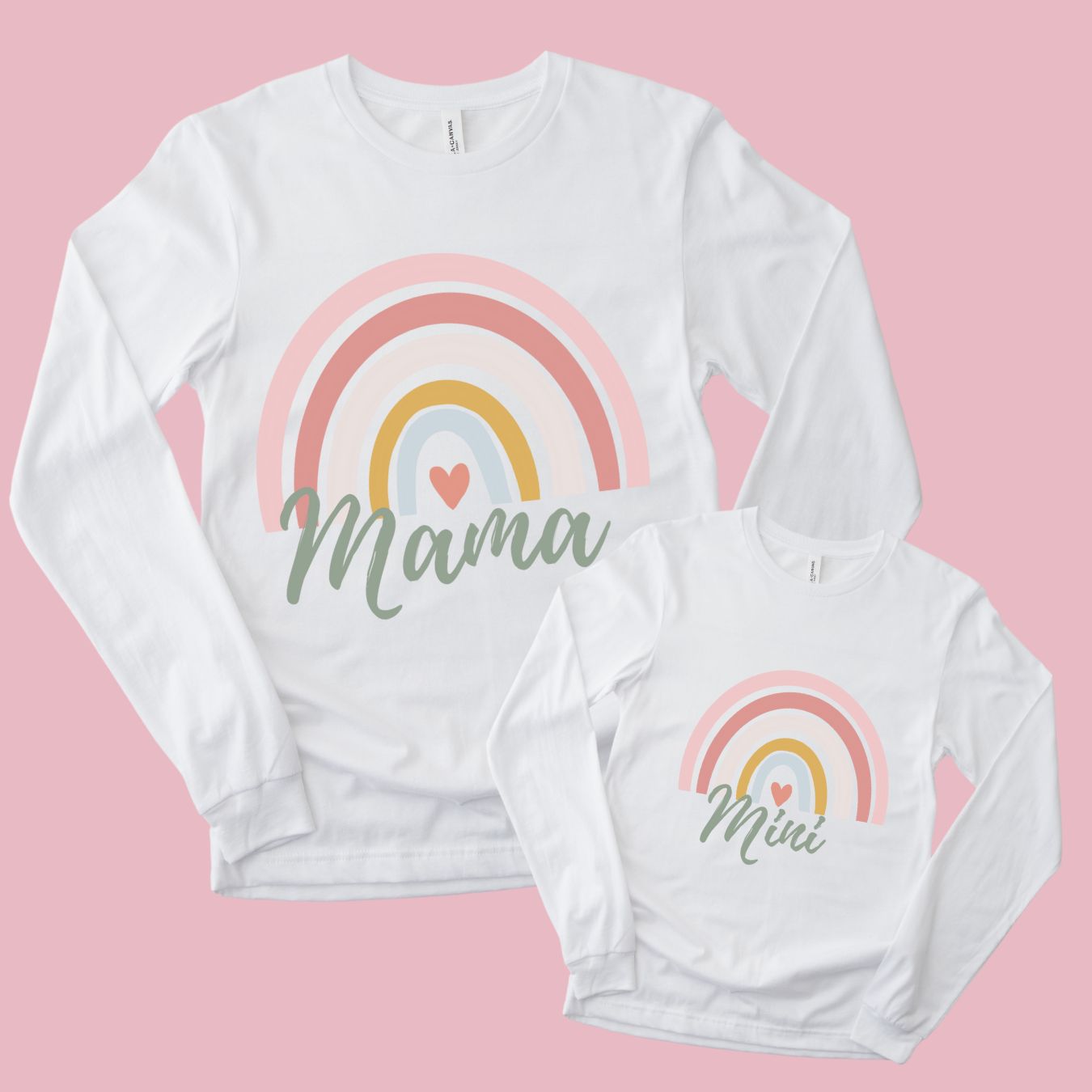 Mama and Mini Rainbow Long Sleeve T-Shirts (Set of 2)