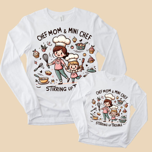 Chef Mom And Mini Chef Long Sleeve T-Shirts (Set of 2)