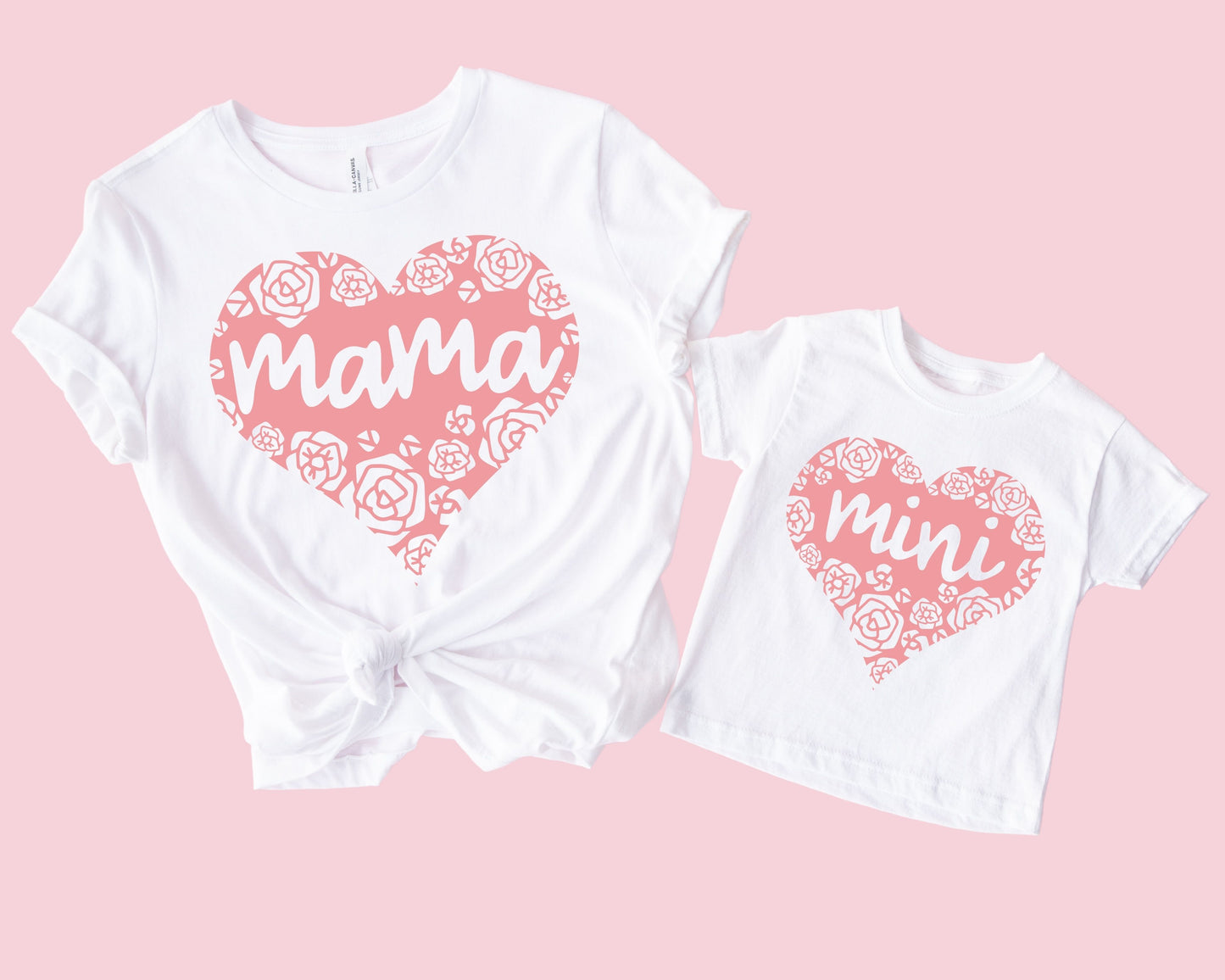 Mama and Mini Pink Heart T-Shirts (Set of 2)