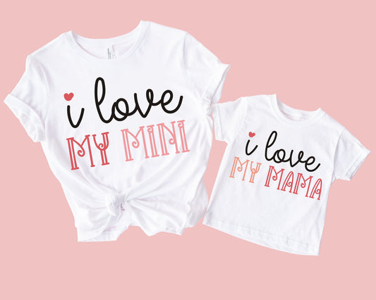 I Love My Mini And Mama T-Shirts (Set of 2)