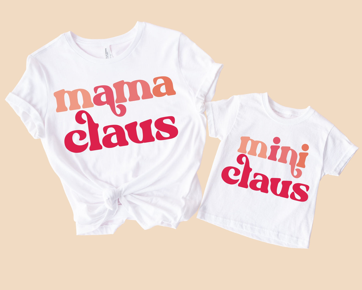 Mama Claus And Mini Claus T-Shirts (Set of 2)