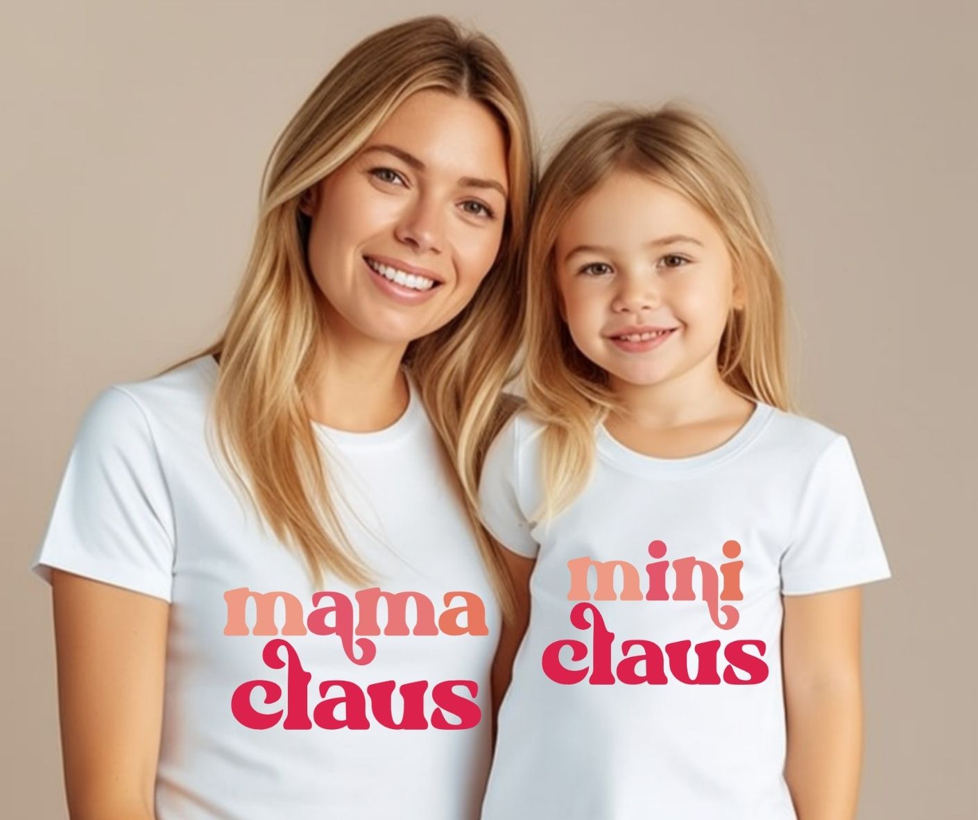 Mama Claus And Mini Claus T-Shirts (Set of 2)