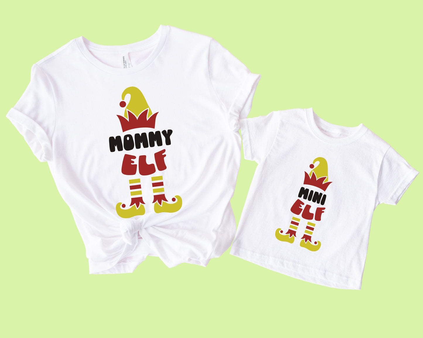 Mommy Elf And Mini Elf T-Shirts (Set of 2)