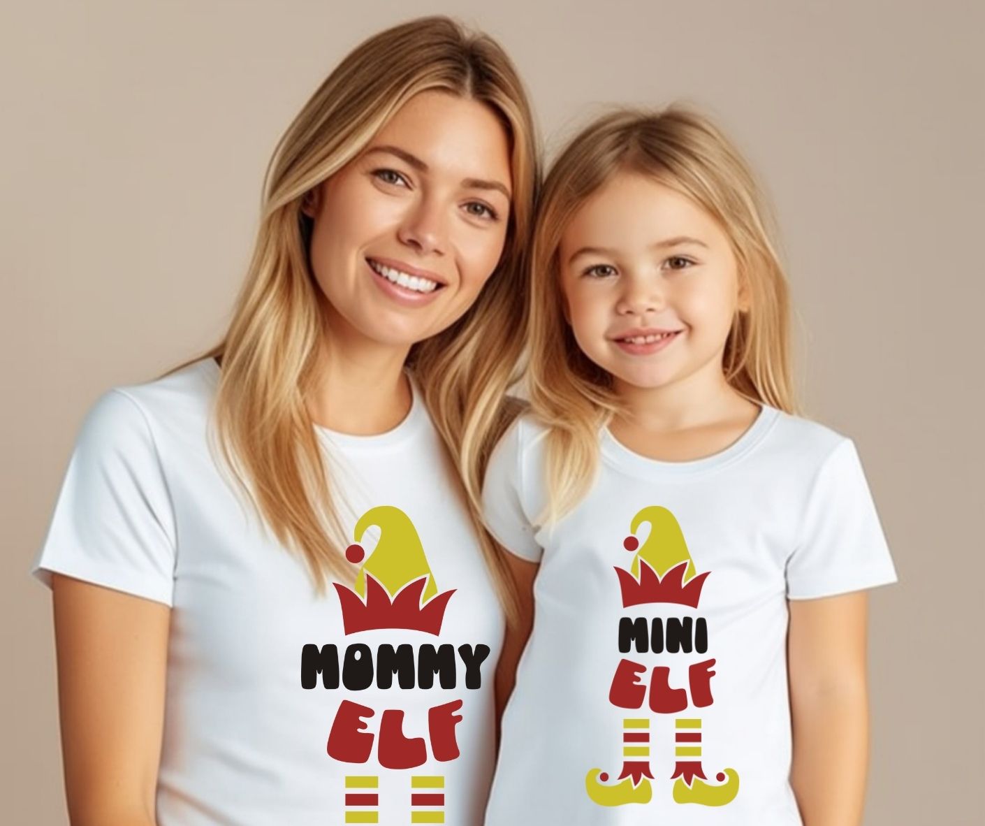 Mommy Elf And Mini Elf T-Shirts (Set of 2)