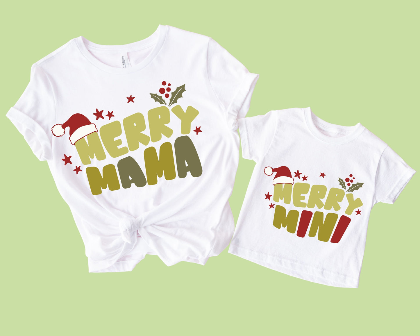 Merry Mama and Merry Mini T-shirts (Set of 2)