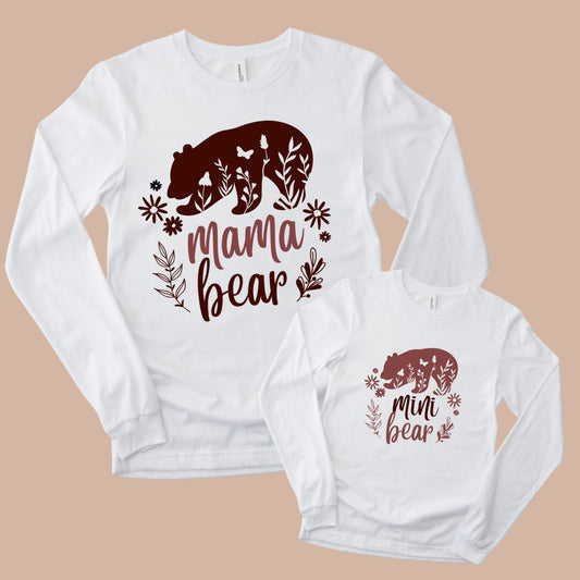 Mama Bear And Mini Bear Long Sleeve T-Shirts (Set of 2)