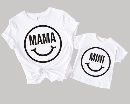 Mama and Mini Smiley Face T-Shirts (Set of 2)