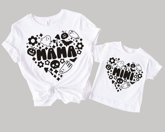 Mama And Mini Halloween Heart T-Shirts (Set of 2)