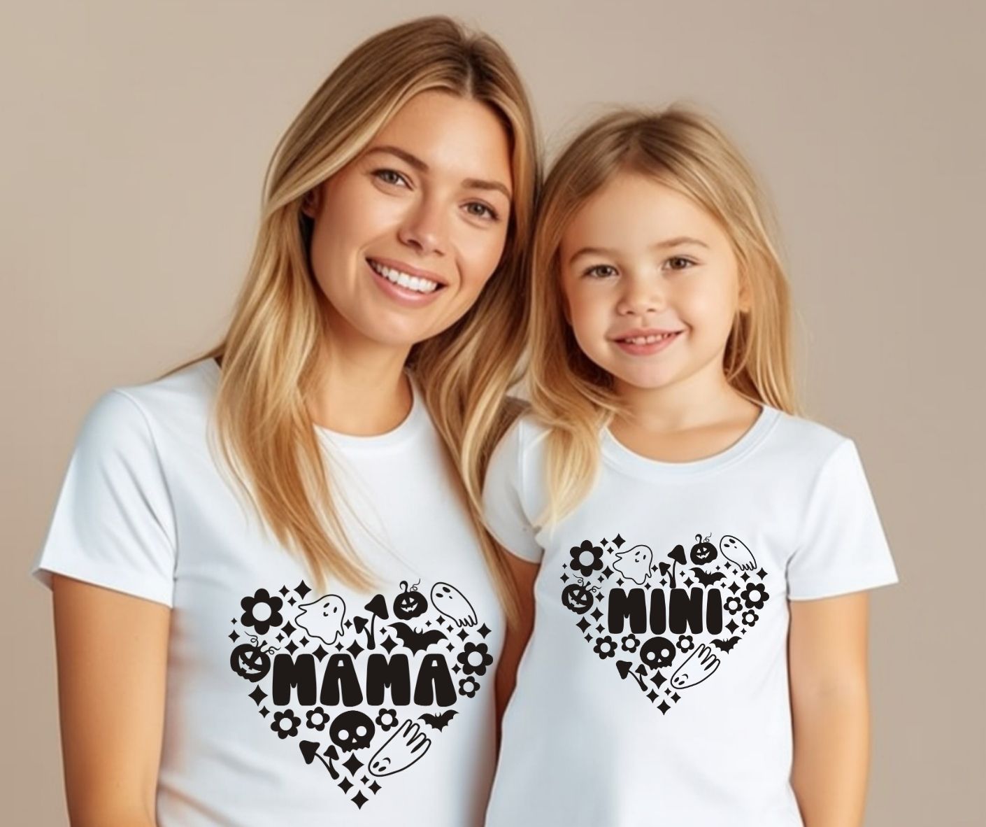 Mama And Mini Halloween Heart T-Shirts (Set of 2)