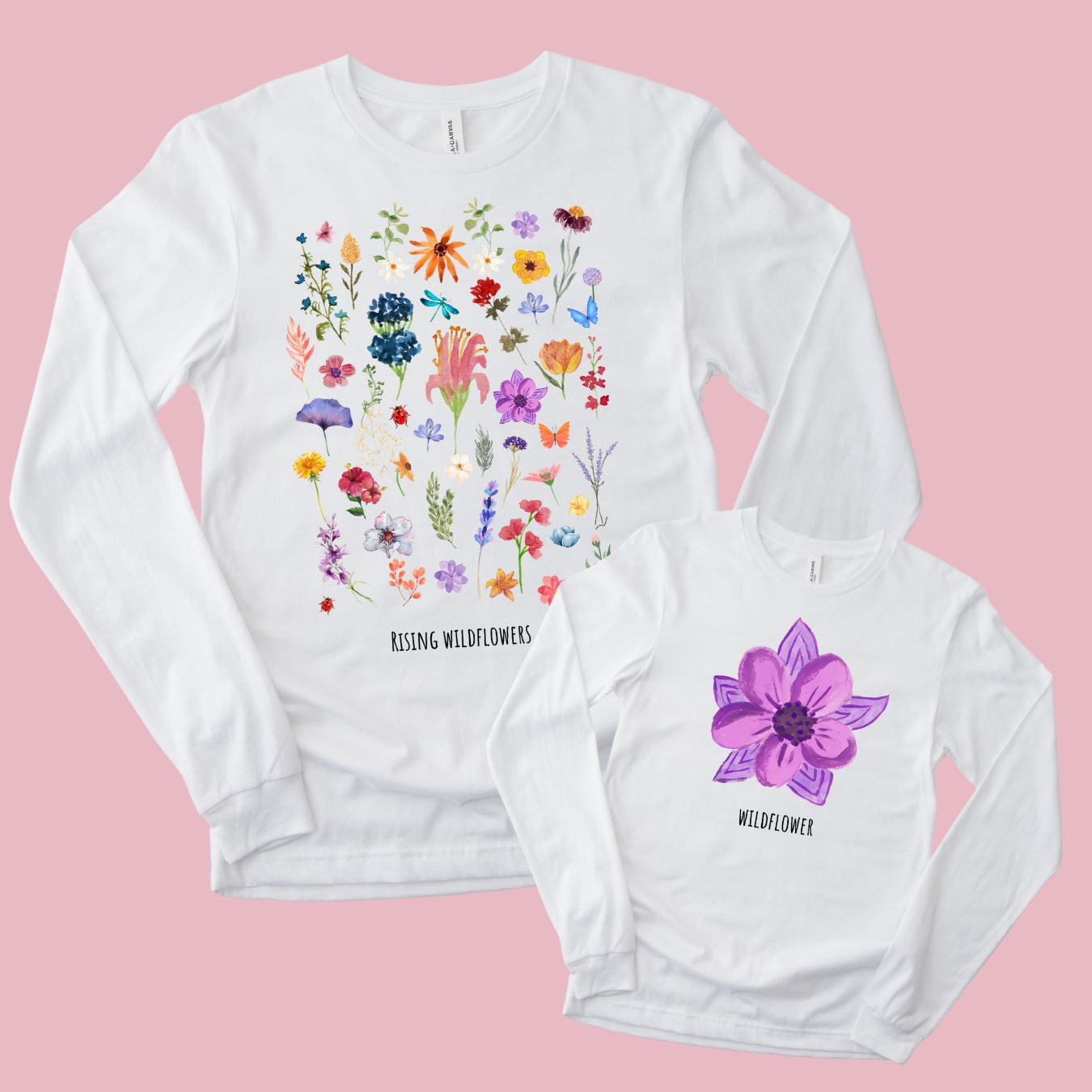 Colorful Wildflowers Long Sleeve T-Shirts (Set of 2)