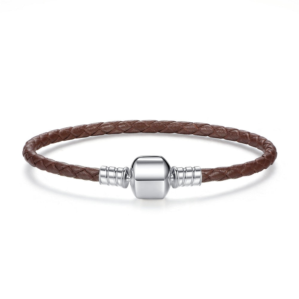 Leather Bracelet with 925 Sterling Silver Clasp