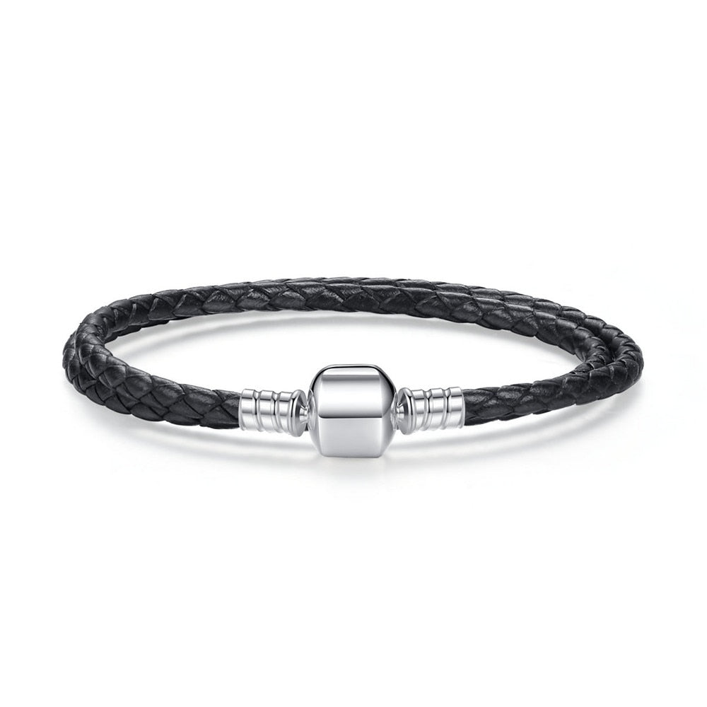 Leather Bracelet with 925 Sterling Silver Clasp