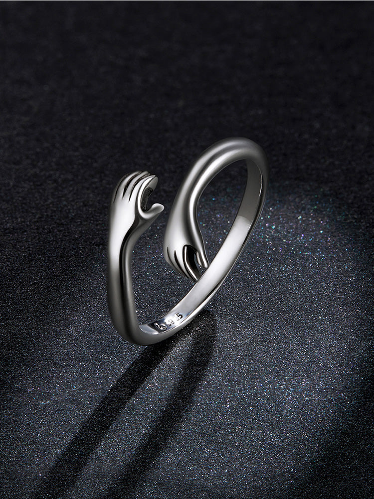 Loving Embrace: 925 Sterling Silver Adjustable Hug Ring