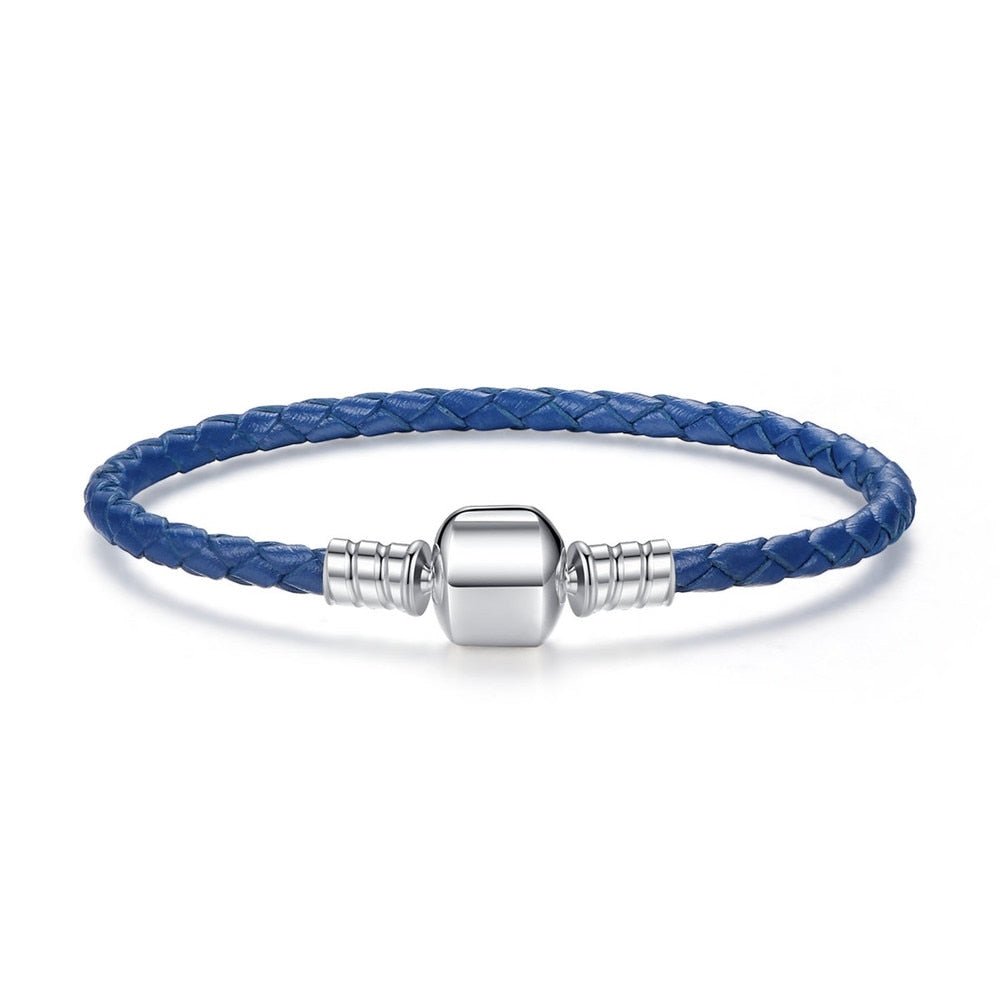 Leather Bracelet with 925 Sterling Silver Clasp