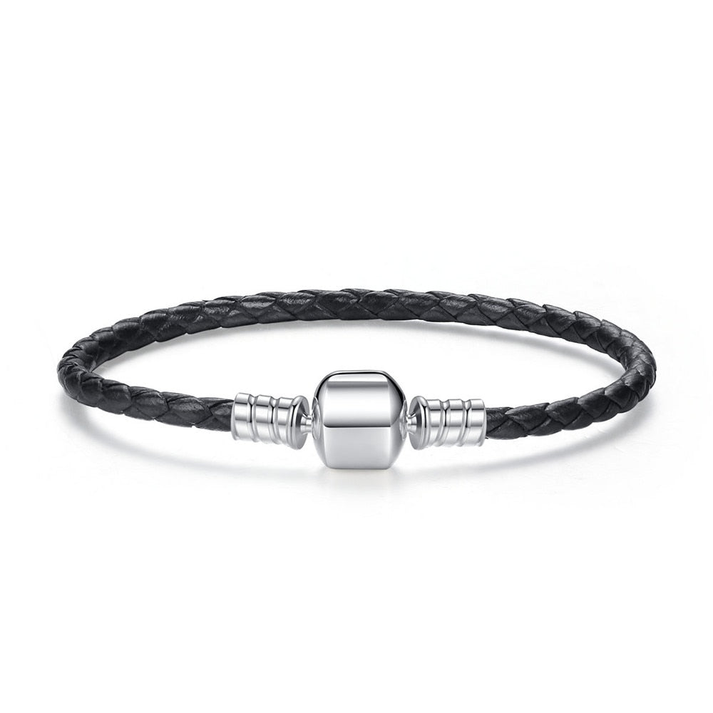 Leather Bracelet with 925 Sterling Silver Clasp