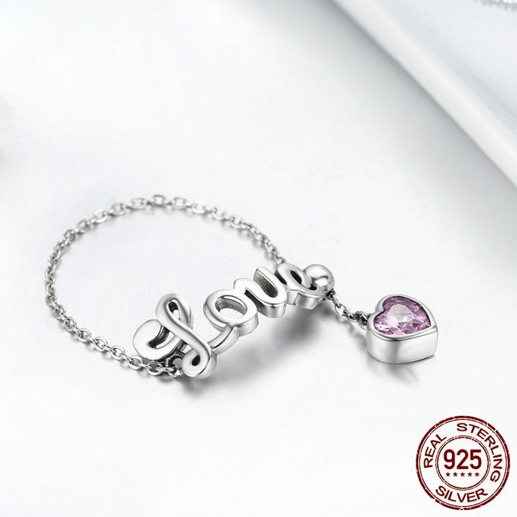 Love Letter Adjustable  Ring - 925 Sterling Silver