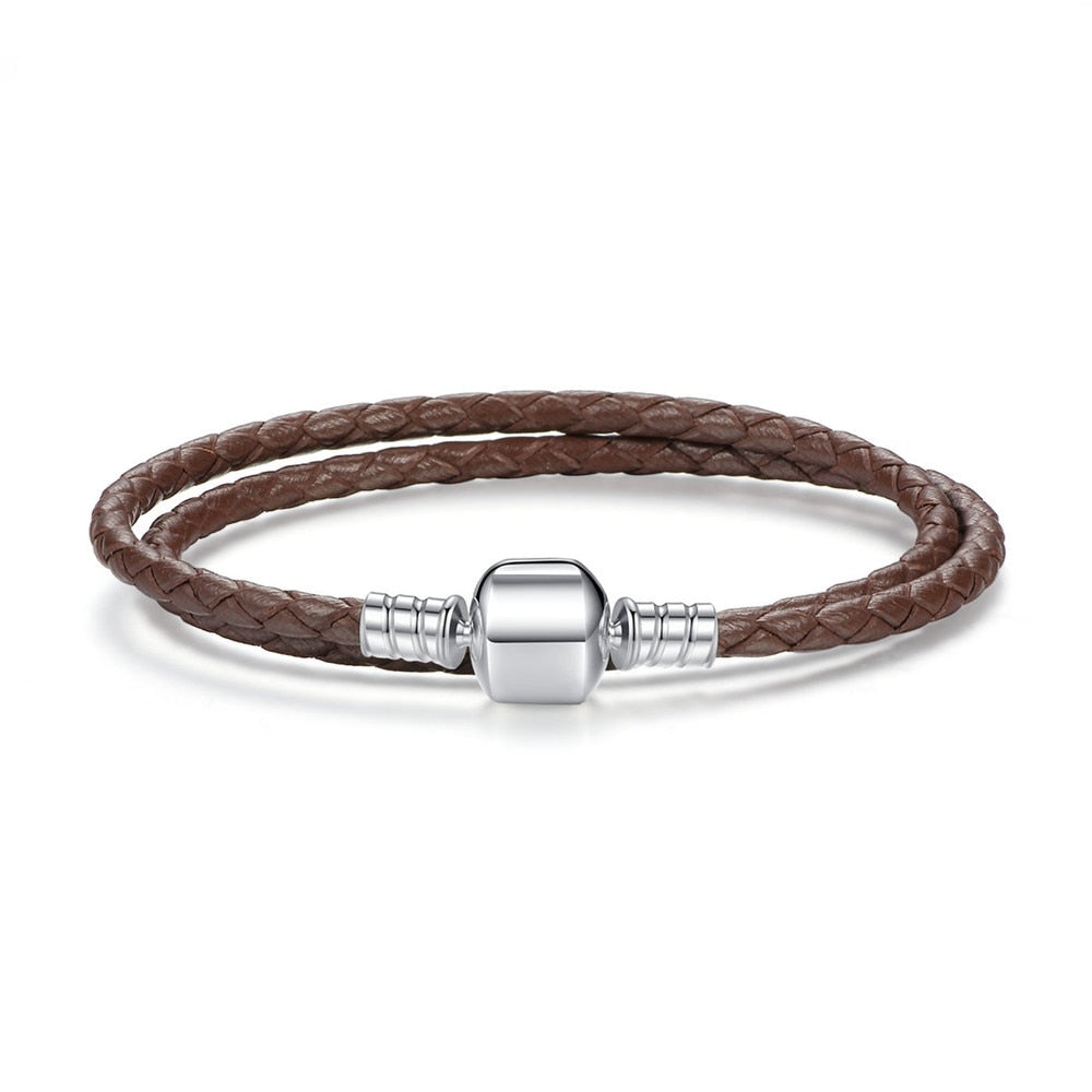 Leather Bracelet with 925 Sterling Silver Clasp