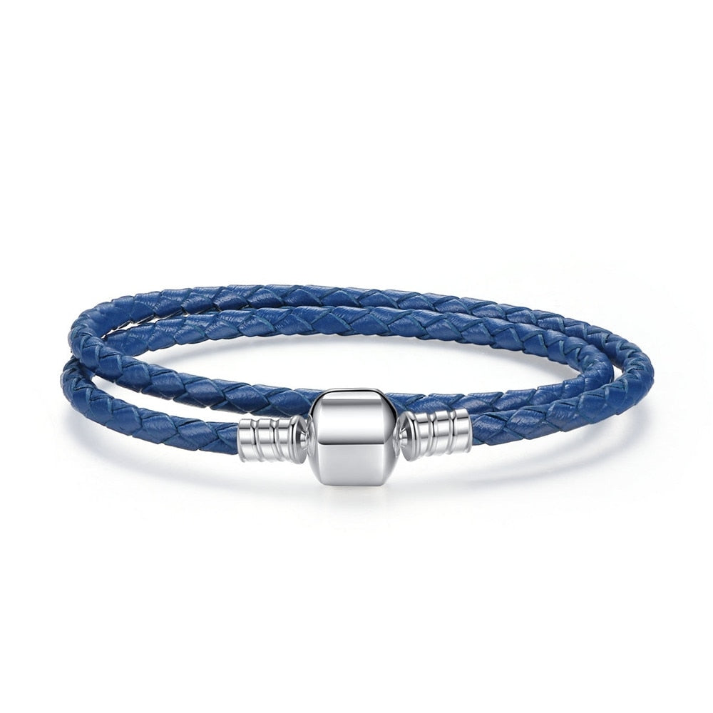 Leather Bracelet with 925 Sterling Silver Clasp