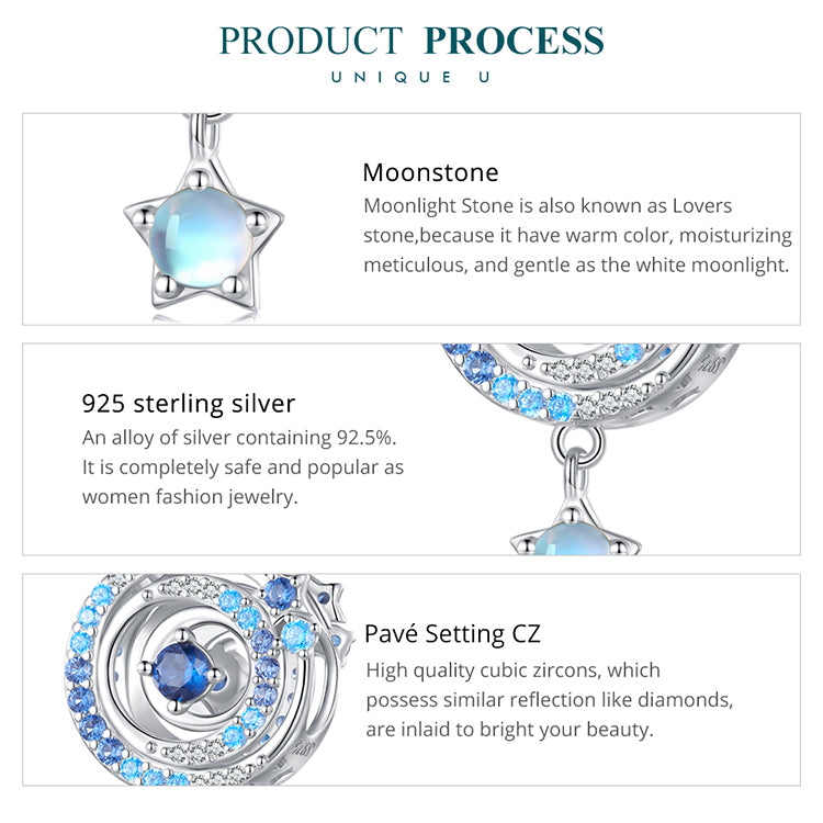 Moonstrone Charms for DIY Jewelry - 925 Sterling Silver