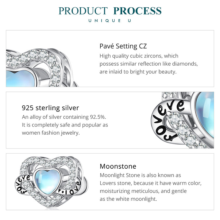 Moonstrone Charms for DIY Jewelry - 925 Sterling Silver