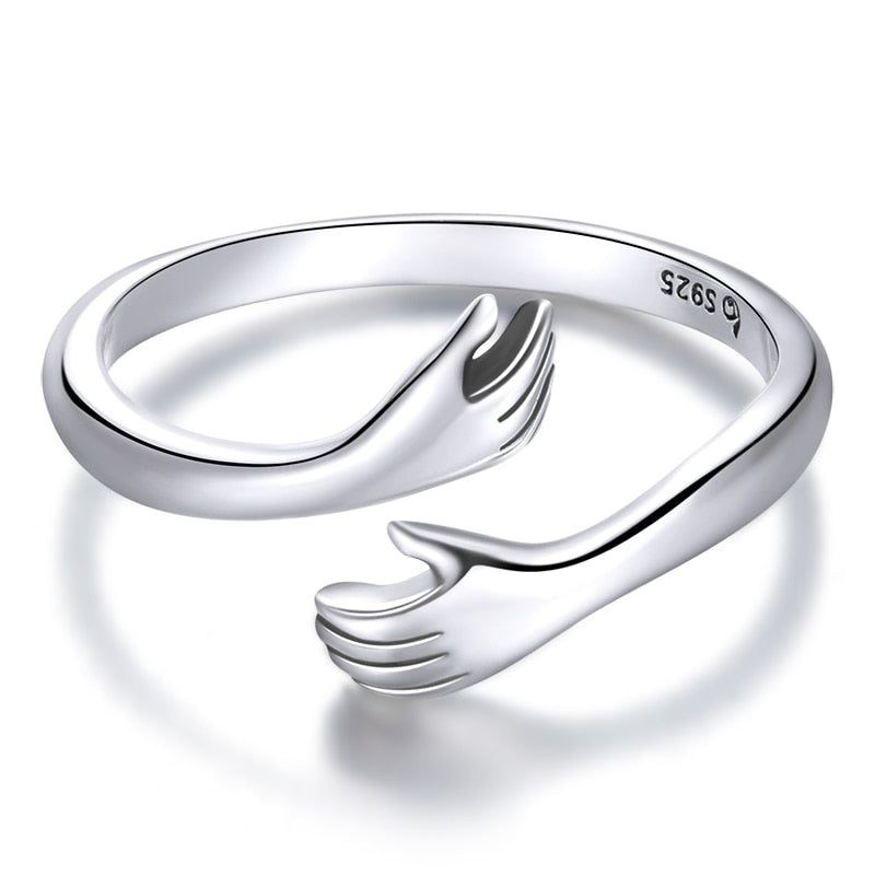 Loving Embrace: 925 Sterling Silver Adjustable Hug Ring