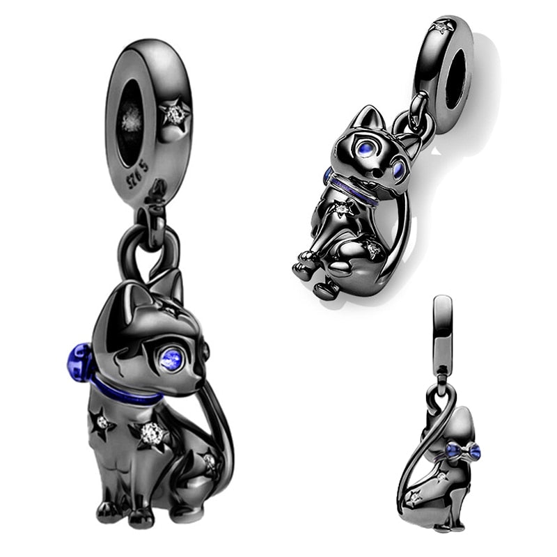 Black  Cat Charm - 925 Sterling Silver