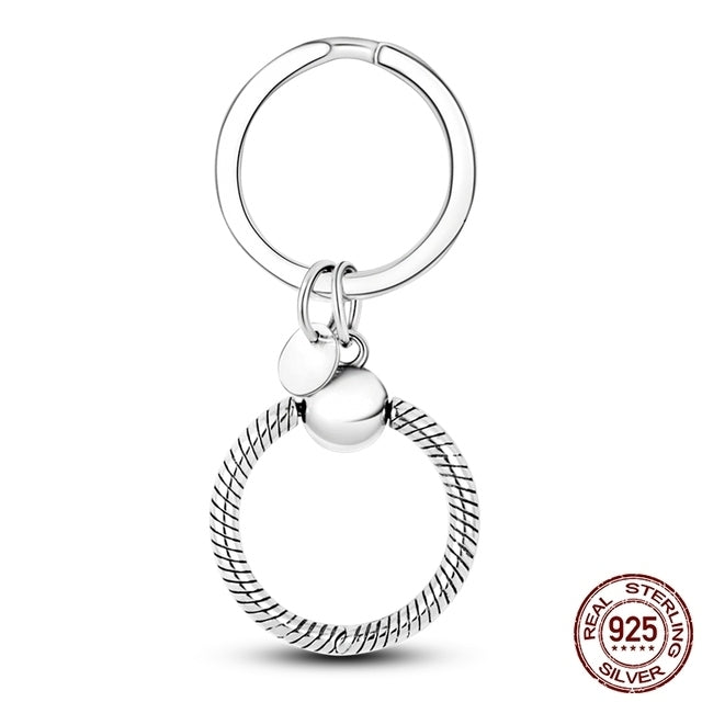 Keychain for Charms and  Bag Charm Holder - 925 Sterling Silver