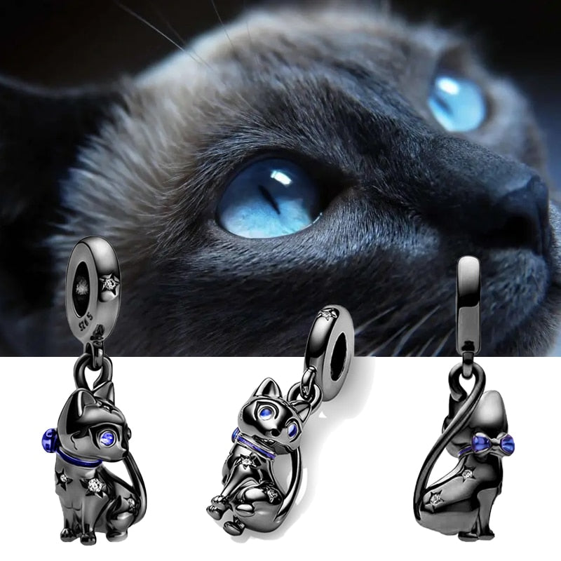 Black  Cat Charm - 925 Sterling Silver